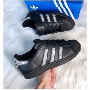 ⚡️Custom Bling Adidas Superstar Shoes (Black)⚡️